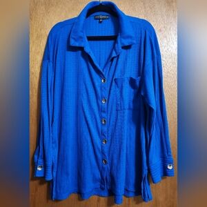 Fred David - Cobalt Blue, Super-soft, Stylish Blouse With Awesome Buttons!